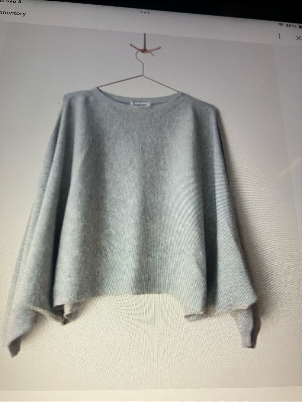 Grey & Gray Light blue gray batwing Women's wide neck Sweater